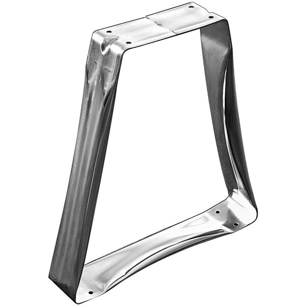 A stainless steel Hallowell pedestal frame for locker room benches.