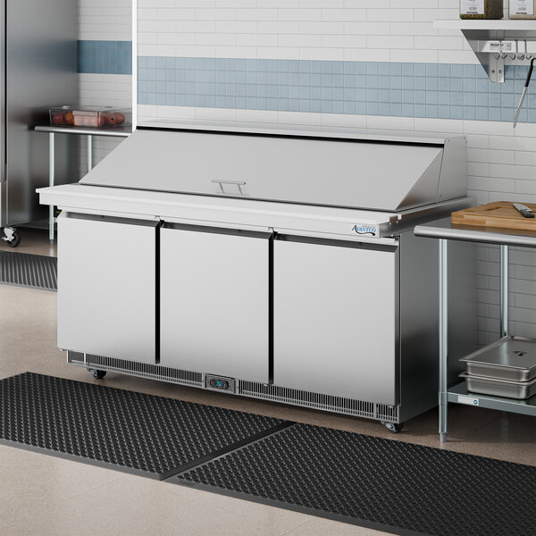 Avantco ZPT-71-FB-M-HC 71" 3 Door Front Breathing Mega Top Refrigerated Sandwich Prep Table