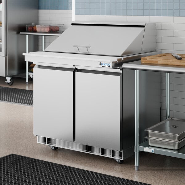 Avantco ZPT-36-FB-M-HC 36" 2 Door Front Breathing Mega Top Refrigerated Sandwich Prep Table