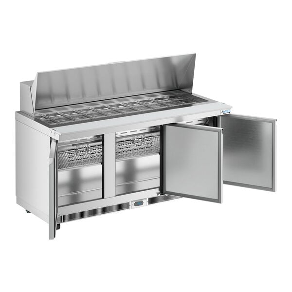 Avantco ZPT-71-FB-M-WMS 71" VersaHub WiFi-Enabled 3 Door Front Breathing Mega Top Refrigerated Sandwich Prep Table