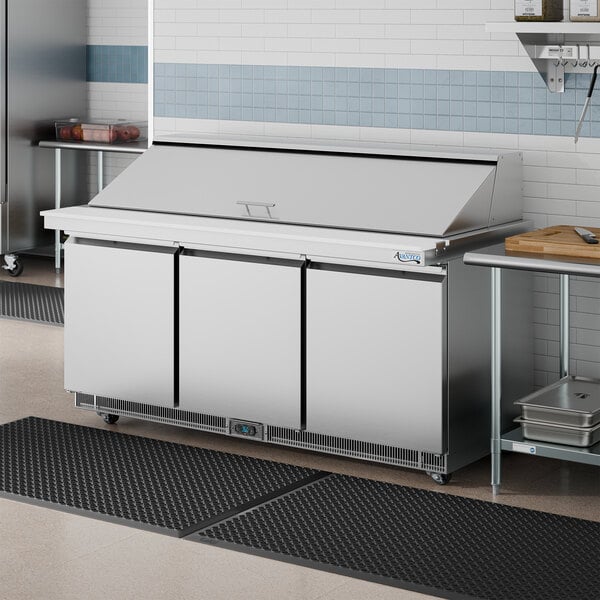 Avantco ZPT-71-FB-M-WMS 71" VersaHub WiFi-Enabled 3 Door Front Breathing Mega Top Refrigerated Sandwich Prep Table