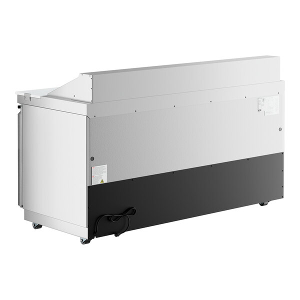 A white Avantco VersaHub refrigerated sandwich prep table with a black cutting top.