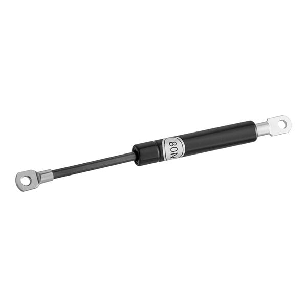 A black and silver metal cylinder with a metal handle.