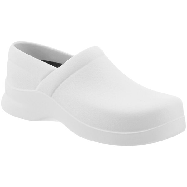 A white Klogs women's clog with a black sole.