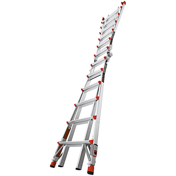 A Little Giant aluminum articulated ladder with orange accents.
