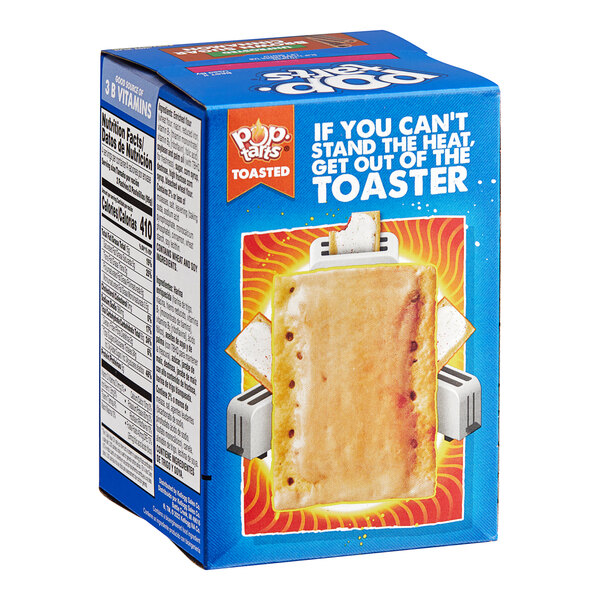 A blue box of Pop-Tarts Unfrosted Brown Sugar Cinnamon Toaster Pastries with a toaster on it.