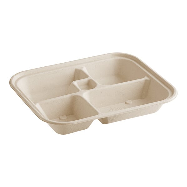 A white container with five compartments.