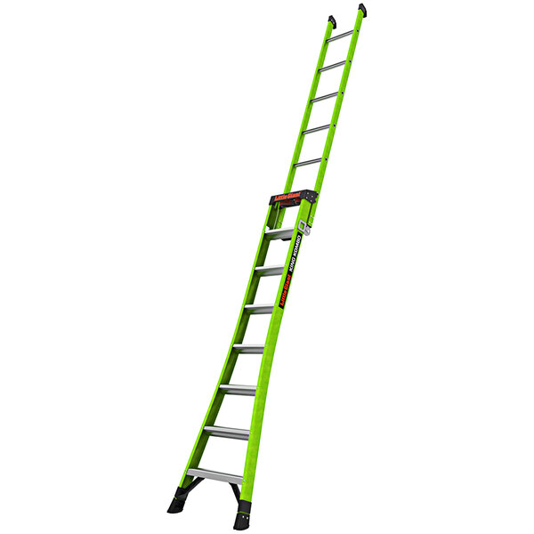 A green Little Giant King Kombo ladder with black handles.