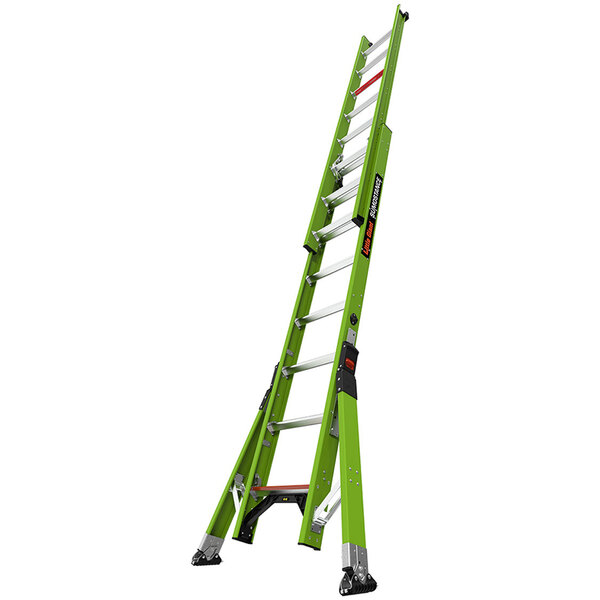 A green and black Little Giant HyperLite SumoStance extension ladder.