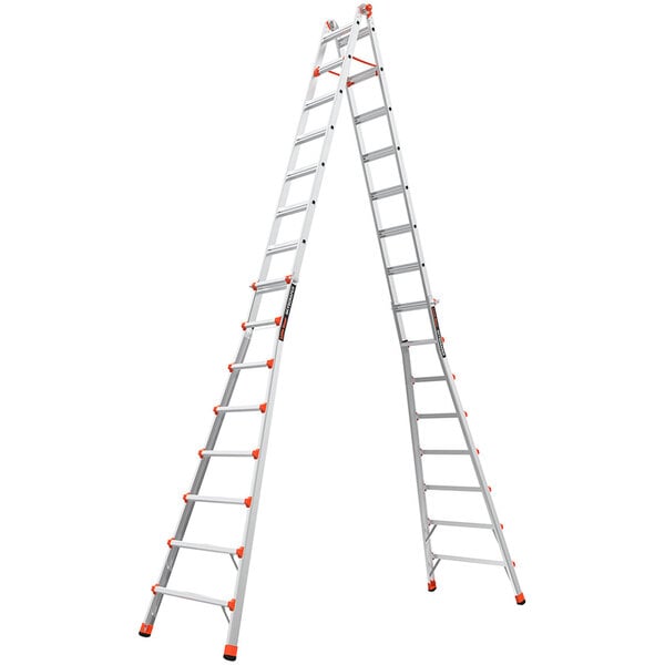 Two Little Giant Skyscraper aluminum step ladders with orange accents on a white background.