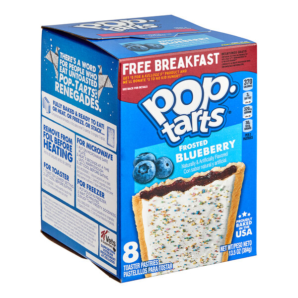 A blue and white box of Pop-Tarts Frosted Blueberry Toaster Pastries.