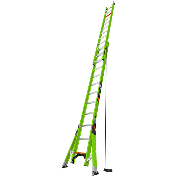 A green Little Giant HyperLite SumoStance extension ladder with black accents.
