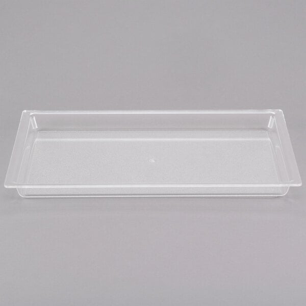 A clear plastic Cal-Mil bakery tray.