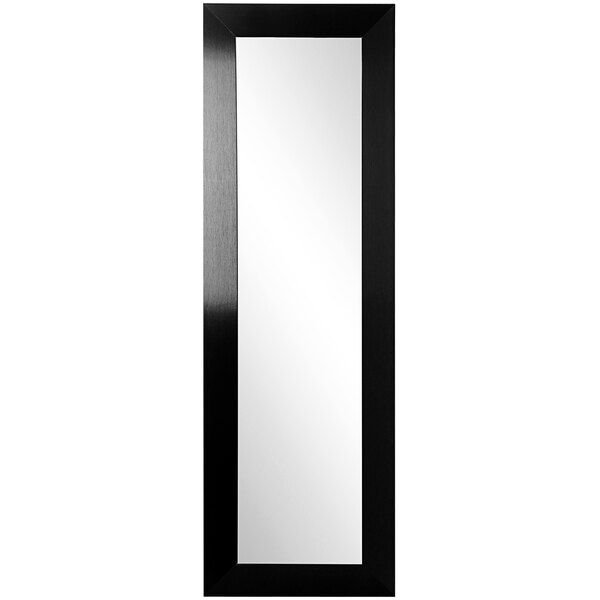 A long rectangular mirror with a black frame and white background.