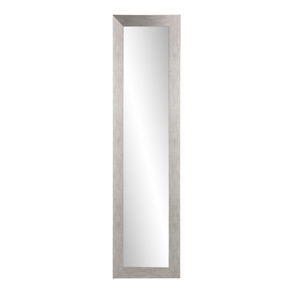 A long rectangular BrandtWorks silver mirror with a grain finish.