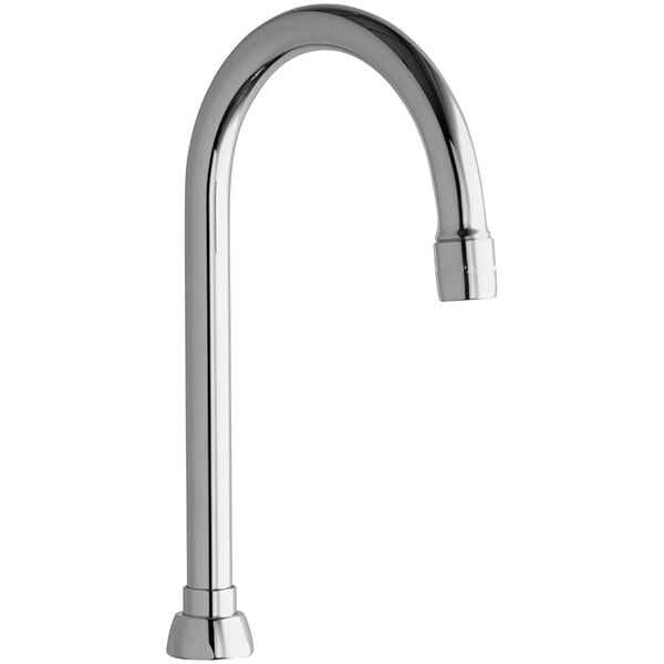 A Chicago Faucets chrome gooseneck faucet spout.