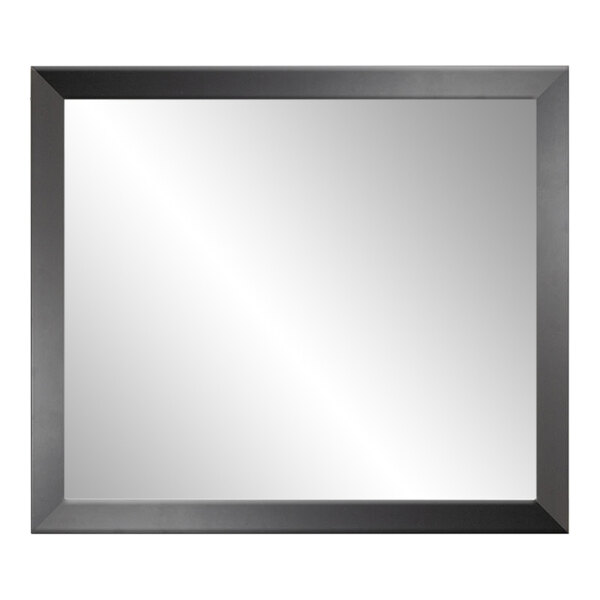 A rectangular mirror with a black frame.