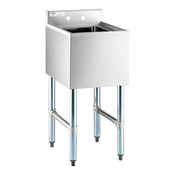 A Steelton stainless steel underbar dump sink with legs.