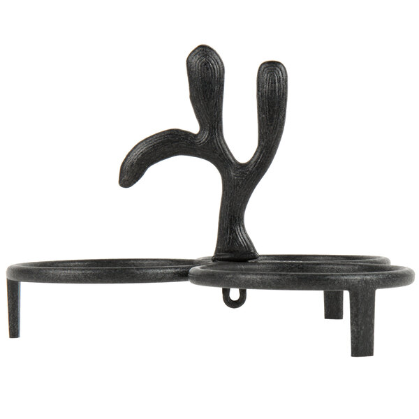 A black polyethylene caddy with (3) molcajetes inside.