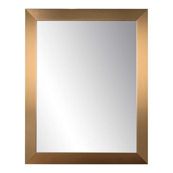 A white rectangular mirror with a champagne gold frame.