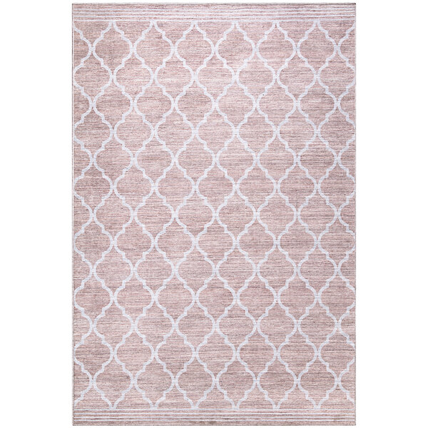 A cream Abani Parker area rug with a modern trellis pattern.