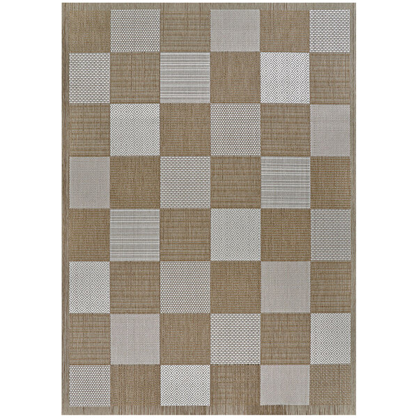 A brown and ivory checkered rug.