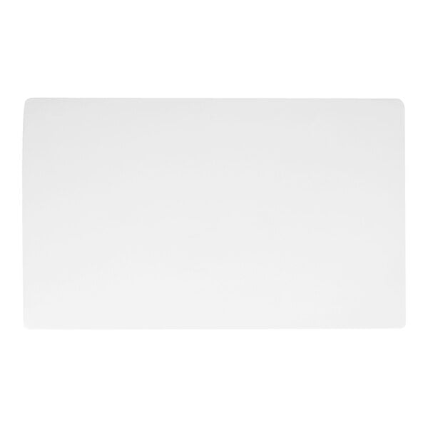 A rectangular, flat, white platter with rounded corners.