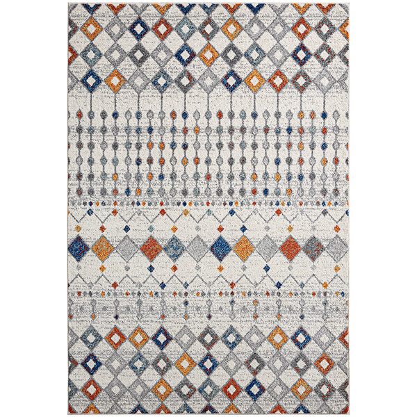 An Abani Casa Collection multicolor Moroccan area rug with geometric patterns.