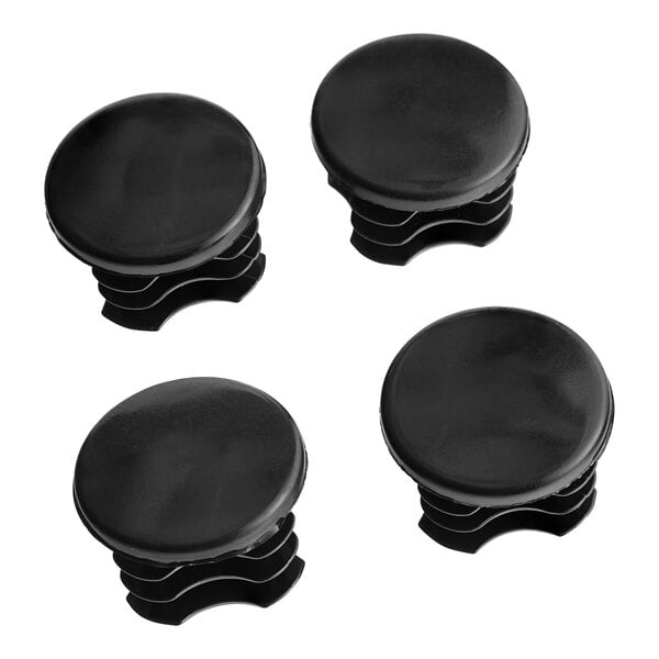 Four black plastic Steelton post caps.