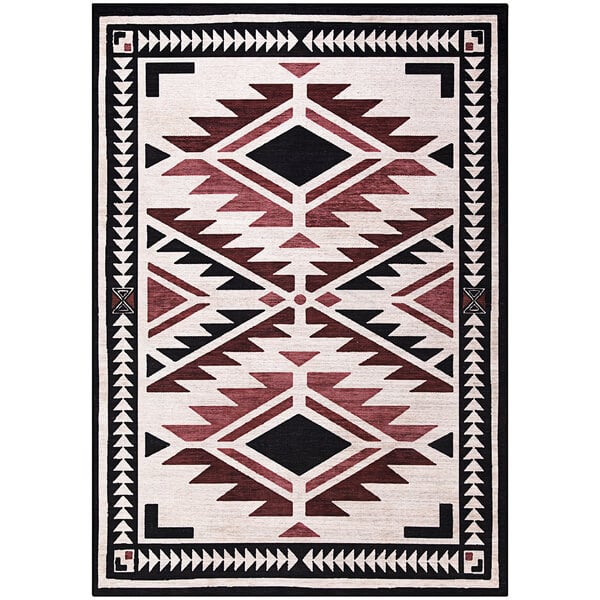 An Abani Molana Collection Southwestern area rug with a beige and red diamond pattern.