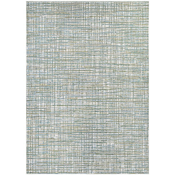 A Couristan Cape Falmouth ivory area rug with black lines on a white rectangular surface.