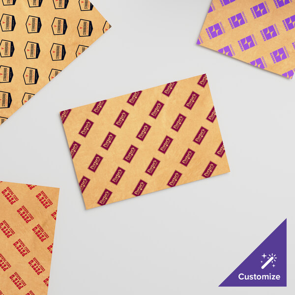 A pack of SatinWrap Kraft Tissue Paper Sheets with rectangular papers inside a brown bag.