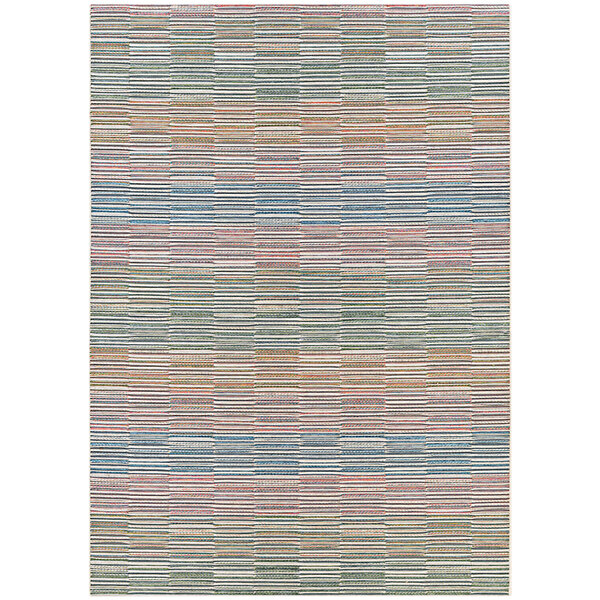 A close up of a Couristan Cape Fayston multi-colored striped area rug.