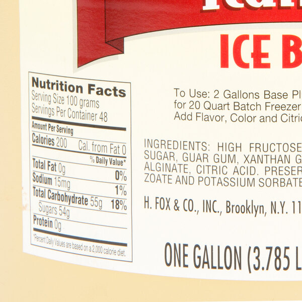 Fox's 1 Gallon Neutral Italian Ice Syrup Base 4/Case