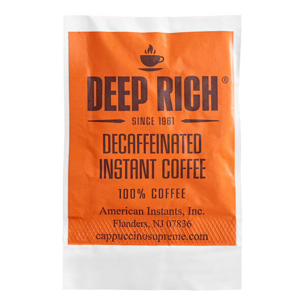 An Ellis Freeze Dried Instant Decaf Coffee packet.