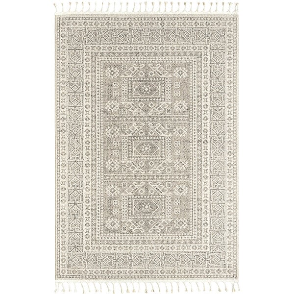 An Abani Layla Collection beige and brown area rug with a light pattern.
