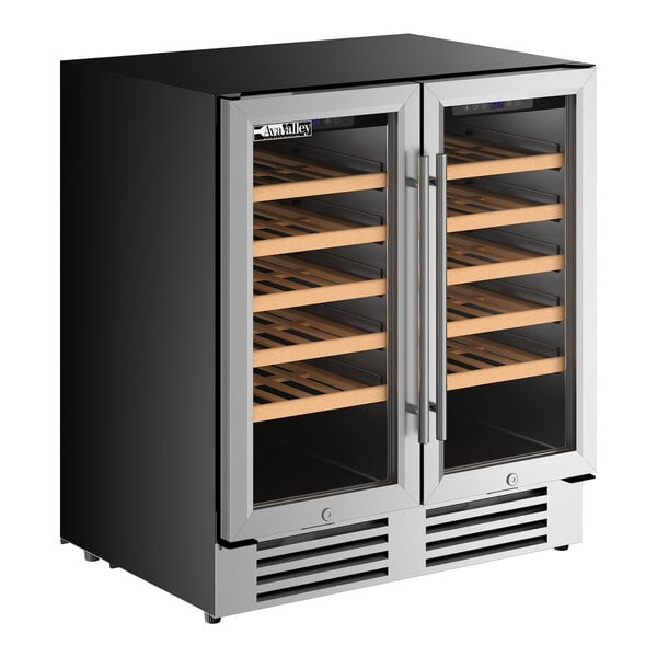 AvaValley WBRC-32-DZ Dual Section Dual Temperature Full Glass Door Commercial Wine Cooler