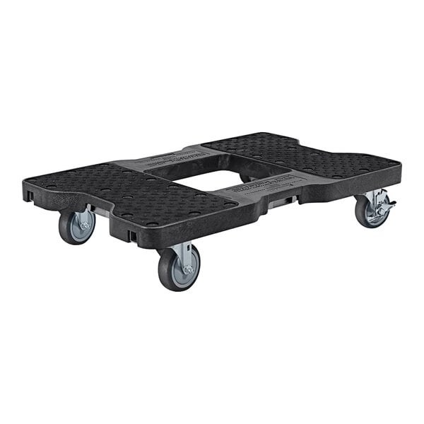 A black Snap-Loc general purpose dolly with wheels.