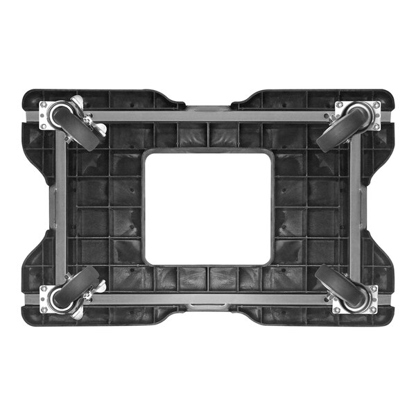 A black Snap-Loc general purpose dolly with wheels.