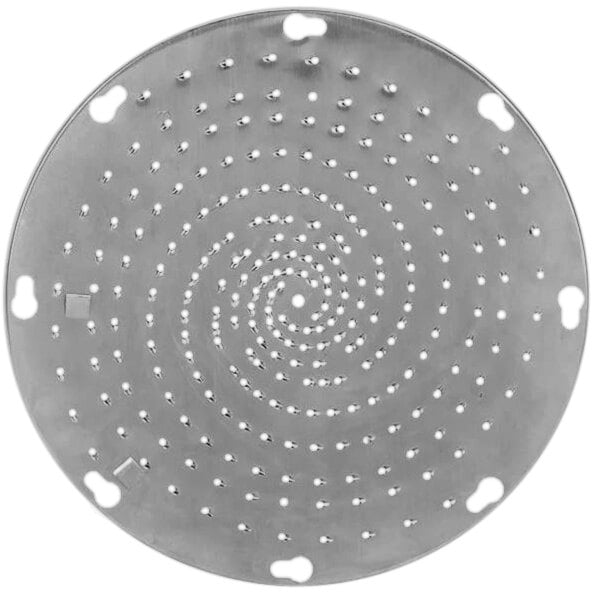 A circular metal Somerset shredder blade with holes in it.