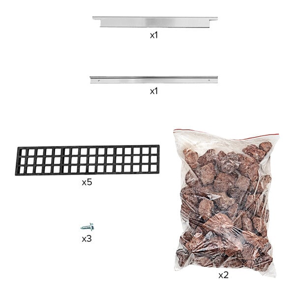 A bag of nuts, bolts, and screws for a Vollrath Lava Rock Kit.