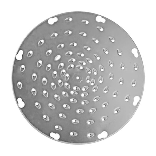 A circular metal Somerset shredder blade with holes in it.
