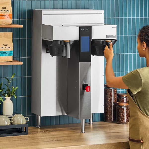 Fetco CBS-2242 NG Series Twin Automatic Digital Coffee Brewer with Plastic Brew Basket - 208/240V, 4500-6000W