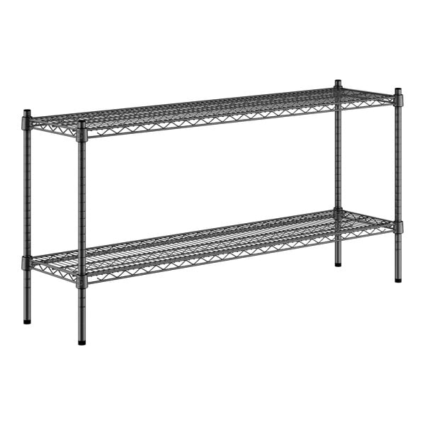 A black wire shelf kit with two shelves.