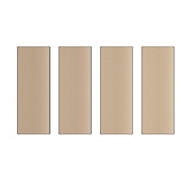 Lavex Z-Beam shelves in four different sized cardboard boxes on a white background.