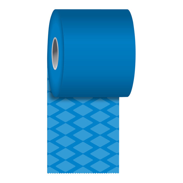 A roll of blue Iconex MAXStick PlusD thermal paper with a diamond pattern.