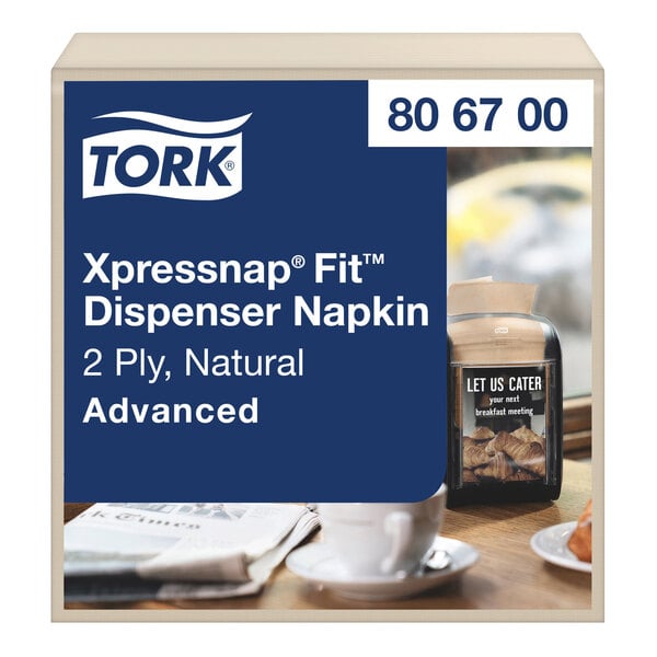 Tork Xpressnap Fit Advanced 2-Ply Natural Kraft Interfold Dispenser Napkin N14 - 4,320/Case