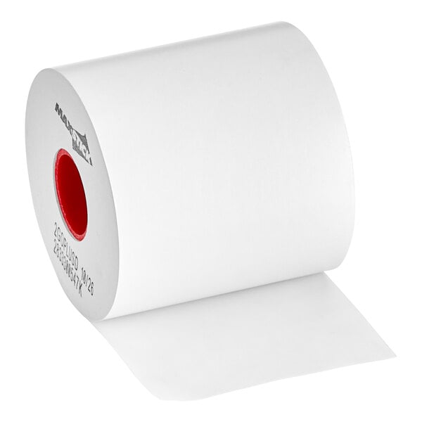 A roll of white Iconex MAXStick Diamond adhesive thermal paper.