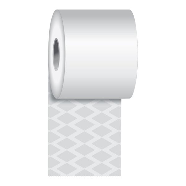 A roll of white Iconex MAXStick receipt paper with a grey pattern.