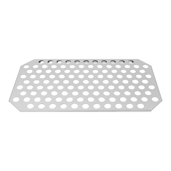 A stainless steel Sammic spacer tray with holes.